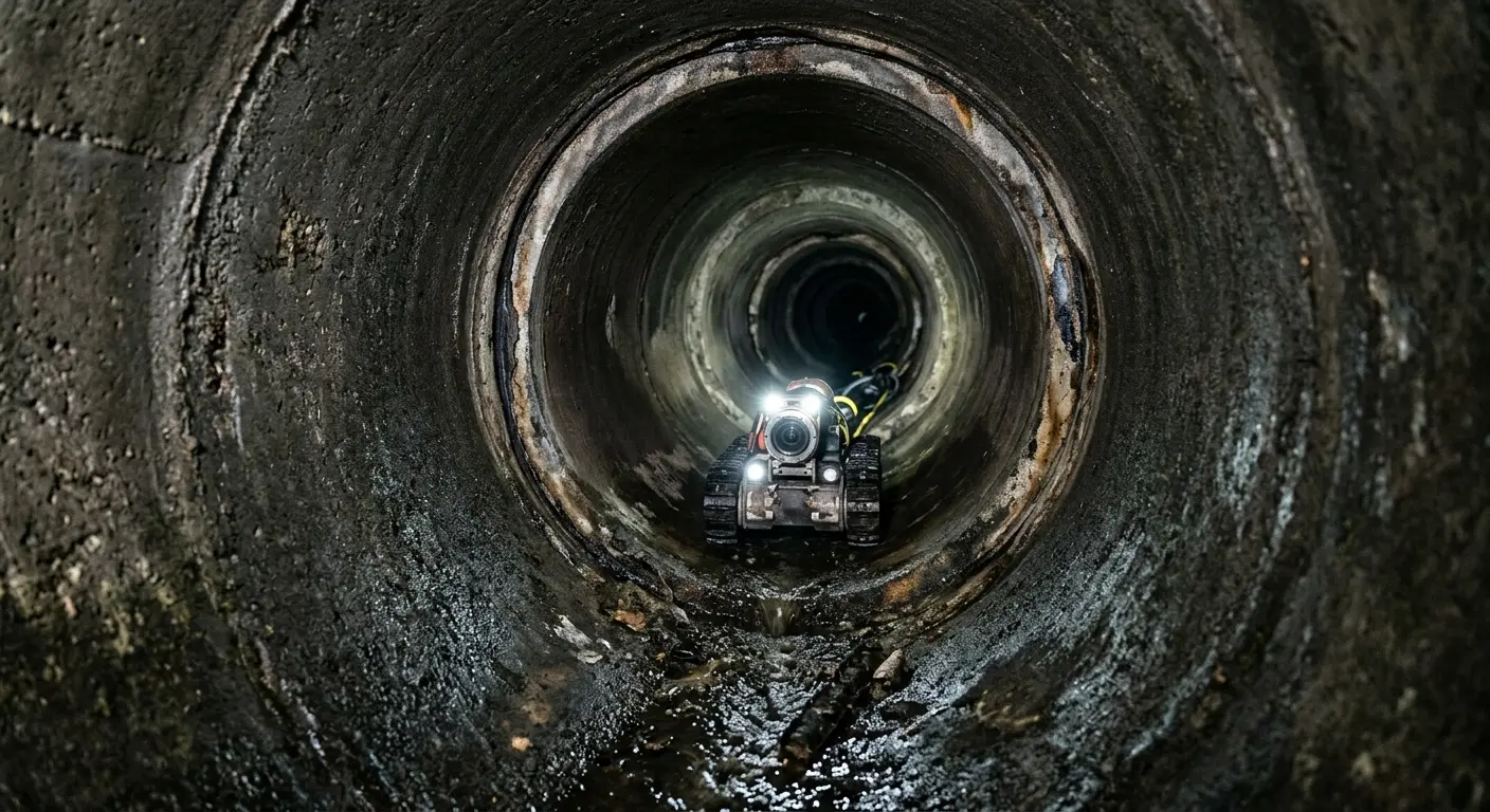 Robotic sewer camera inspecting pipe interior for Drain Snake Service in Adrian